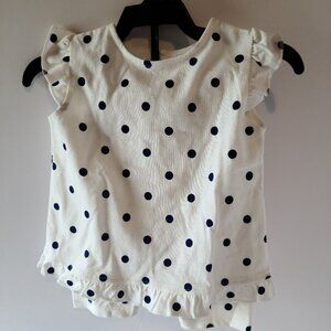 INFANT GIRLS WHITE WITH BLUE POLKA DOTS TUNIC TOP & LEGGING SET SIZE 9 M